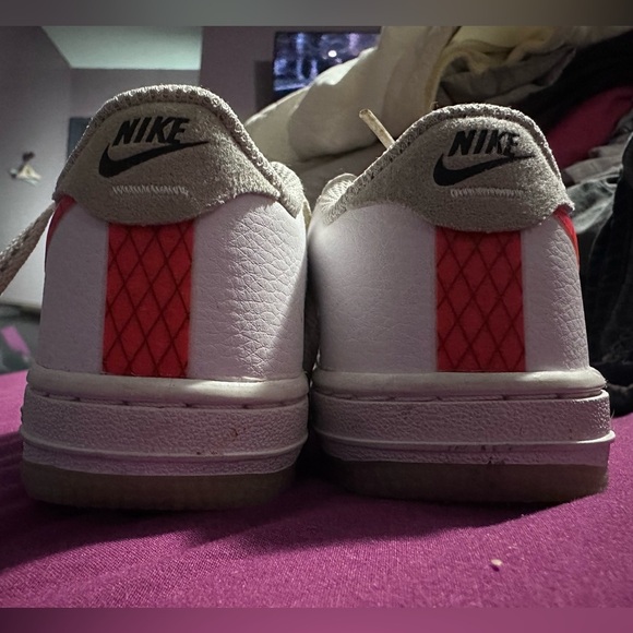 Nike White and Red Force Kids Athletic Shoes - Picture 3 of 8